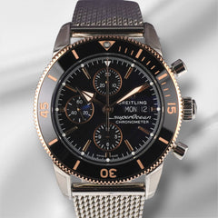 Breitling 44mm Superocean Heritage II Steel Rose Gold Chrono Mens Watch U13313