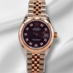 Rolex Datejust 28mm Lady Aubergine Dial Stainless Steel & Rose Gold 279171