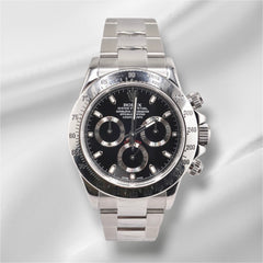 Rolex Daytona 40mm Stainless Steel Black Dial Smooth Oyster Watch 116520
