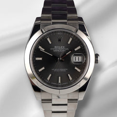 Rolex Datejust 41mm Rhodium Dial Steel Mens Oyster Watch 126300