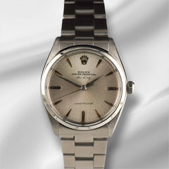 Rolex 34mm Air King Precision Steel Silver Dial Vintage Men's Watch 5500