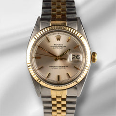 Rolex Vintage 36mm Datejust Silver Dial Steel YG Fluted Men's Watch 1601/3