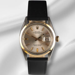 Rolex Vintage 36mm Datejust Silver Dial Steel YG Smooth Mens Watch 1600/3