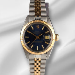Rolex Datejust 26mm Yellow Gold & Steel Blue Dial Jubilee Watch 6917