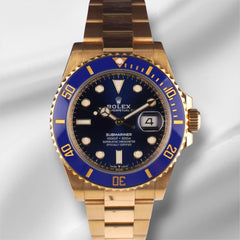 Rolex Submariner 41mm Yellow Gold Blue Dial Bezel Mens Watch 126618LB
