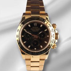 Rolex Daytona 40mm 18K Yellow Gold Black Dial Men's Watch 116508