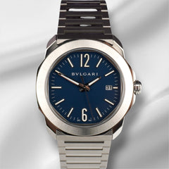 Bvlgari 41mm Octo Roma Blue Dial Stainless Steel Men's Watch 103739