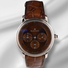 Blancpain Villeret Chrono 38mm 18k White Gold Brown Dial Watch 6185-1546A-55B