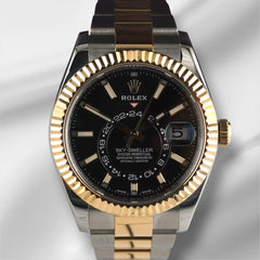 Rolex Sky-Dweller 42mm 18K Yellow Gold / Steel Black Dial Men's Watch 326933