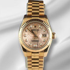 Rolex Datejust 26mm Rose Gold Anniversary Dial Ladies Watch 179175