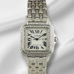 Cartier Panthere Jumbo 29mm Custom Iced Out 5ct Genuine Diamonds Ref 1300