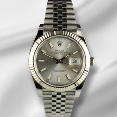 Rolex Datejust 41mm Steel White Gold Silver Dial Jubilee Men's Watch 126334