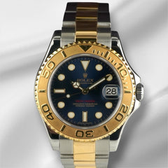 Rolex Yacht-master Midsize 35mm Steel Yellow Gold Blue Dial Men's Watch 168623