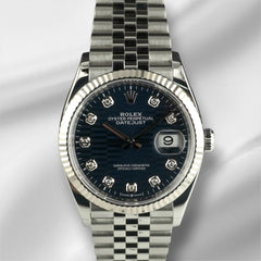 Rolex Datejust 36mm Motif Diamond Dial Fluted Jubilee Men's Watch 126234