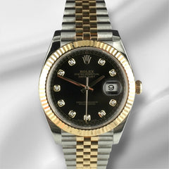 Rolex Datejust 41mm 18K Two-Tone Black Diamond Dial Jubilee Men's Watch 126333