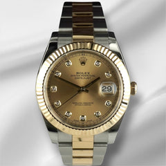 Rolex Datejust 41mm 18K YG / Steel Champagne Diamond Dial Jubilee Watch 126333