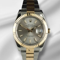 Rolex Datejust 41mm 18K Yellow Gold & Steel Silver Dial Oyster Watch 126333