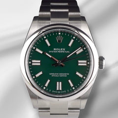 Rolex Oyster Perpetual 41mm Steel Green Dial Oyster Men's Watch 134300