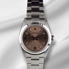 Rolex Oyster Perpetual 31mm Salmon Dial Steel Ladies Watch 77080 Papers