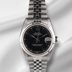 Rolex Oyster Perpetual Datejust 31mm Black Dial Steel Jubilee Watch 78274 Papers