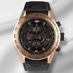 Tag Heuer Carrera 45mm 18k RG Skeletonized Rubber Band Men's Watch CAR2A5B