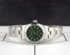 Rolex Oyster Perpetual 25mm Stainless Steel Green Dial Watch 67180