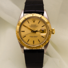 Rolex Datejust Turn-O-Graph 36mm SS & 18K YG Rotating Champagne Stick Dial 6609