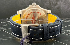 Breitling 43mm Avenger Blue Dial Steel Leather Strap Men's Watch A17318