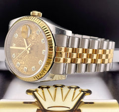 Rolex Datejust 36mm 18k Yellow Gold & Steel Diamond Fluted Jubilee Watch 116233